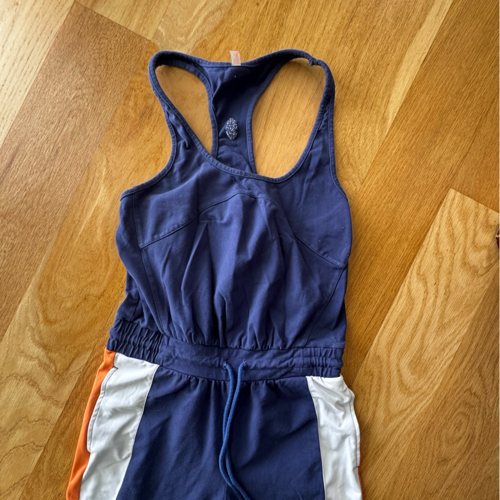 FP Movement by Free People Navy Jumpsuit with Orange and White striping XS - Picture 5 of 7